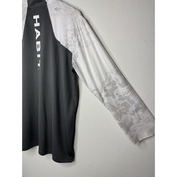 Habit White Gray Real Tree Fishing 1/4 Zip Pullover Mens Size Medium - READ - Picture 10 of 16